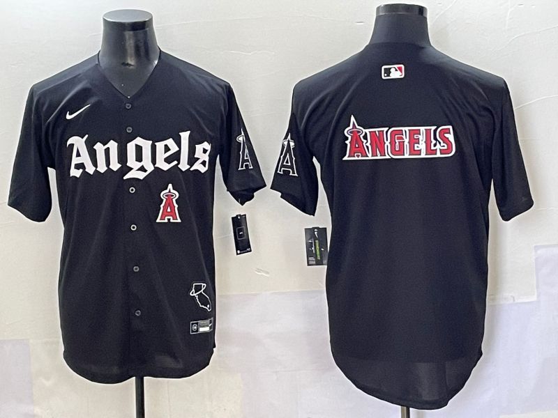 Men 2025 Los Angeles Angels Blank Black Five generations Joint Name Nike MLB Jersey style 14